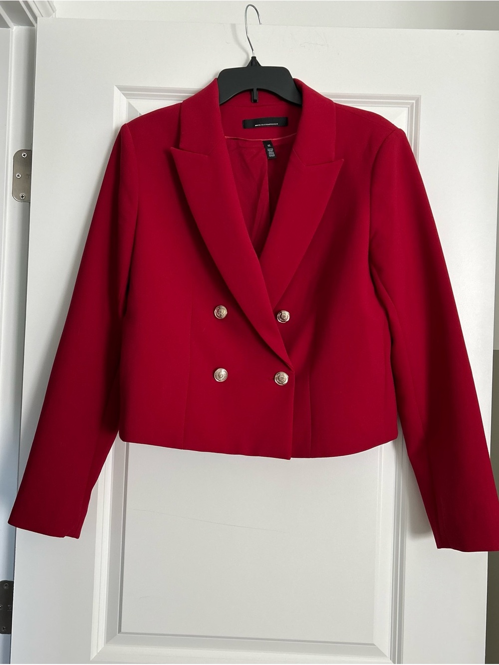 White House Black Market Crimson Double-Breasted Crop Blazer